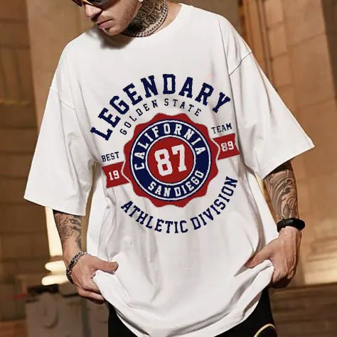 Round Neck Letter Graphic Print Short Sleeve Loose Casual T-Shirt sold by Shopnova product image thumbnail 2