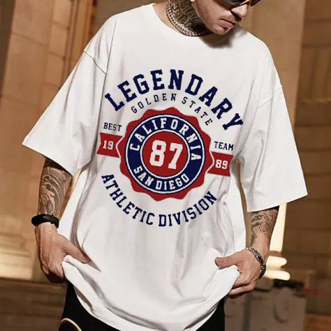 Round Neck Letter Graphic Print Short Sleeve Loose Casual T-Shirt sold by Shopnova