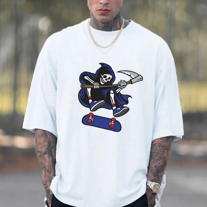 Skull and Skateboard Men's Cotton T-shirt 230 GSM sold by Shopnova