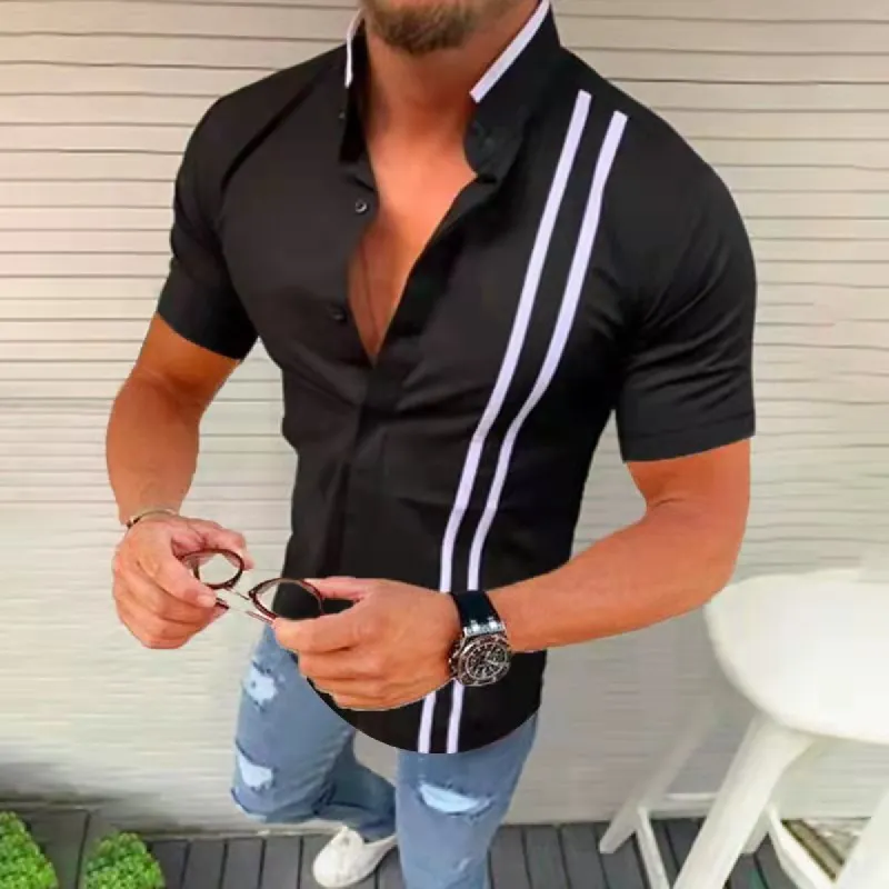 Casual striped short sleeve shirt sold by Shopnova