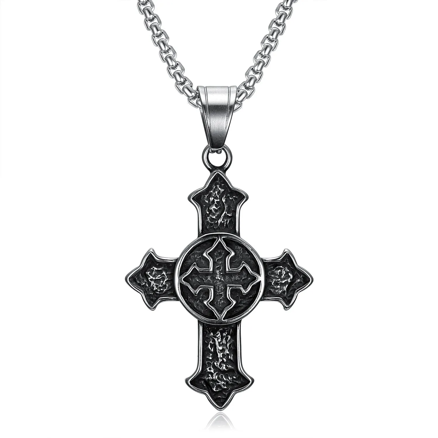 Vintage Medieval Knight Men's Cross Pendant Stainless Steel Necklace sold by Shopnova product image thumbnail 5
