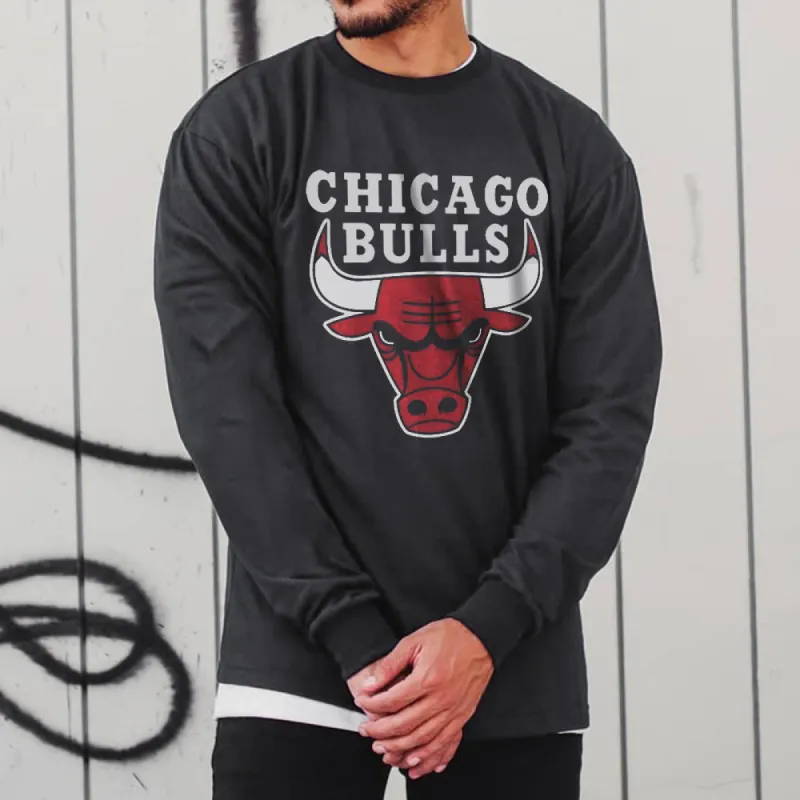 Champions Bulls Men's Basketball Sports Long Sleeve T-Shirts-A sold by Shopnova