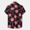 Fashion Print Lapel Button Short Sleeve Shirt sold by Shopnova