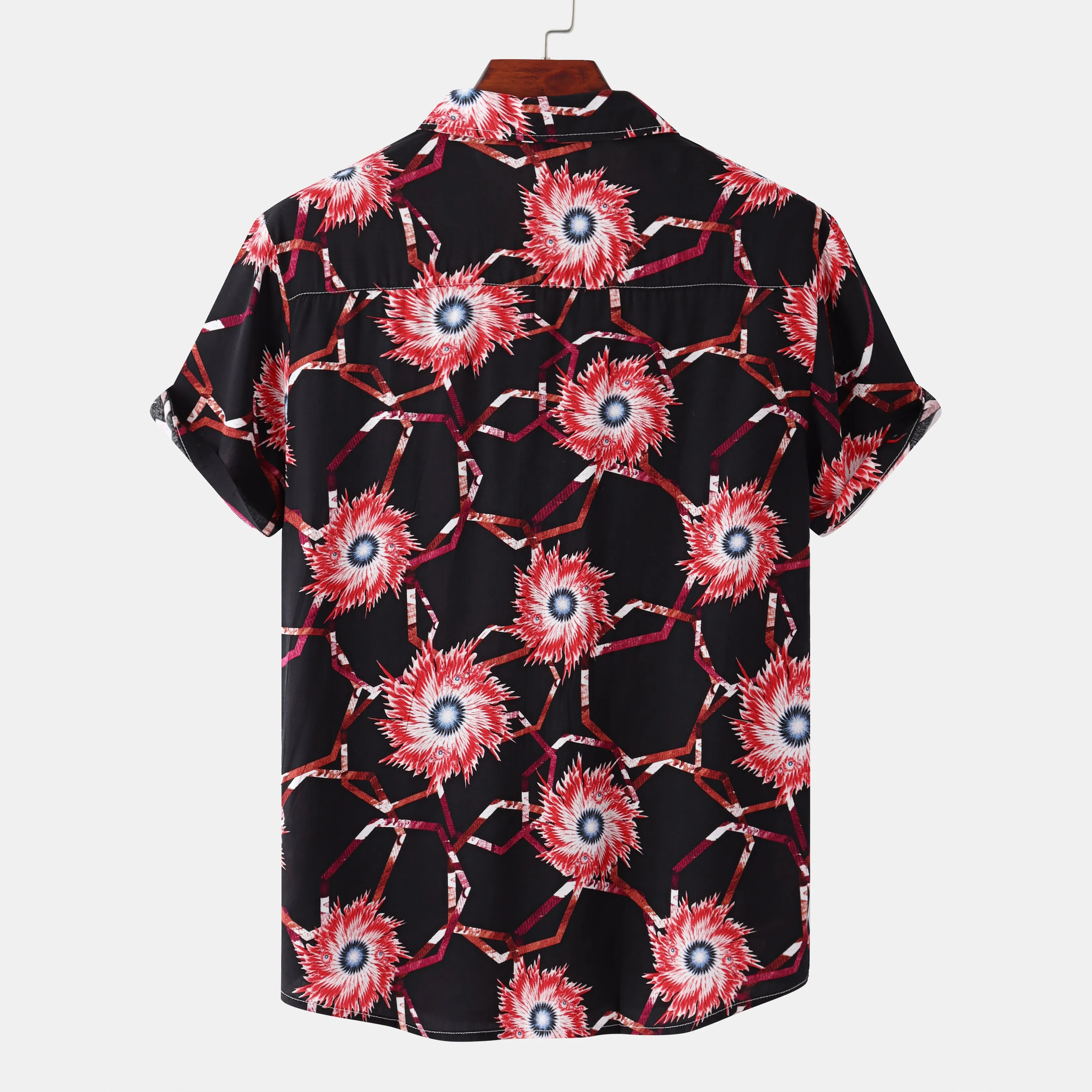 Fashion Print Lapel Button Short Sleeve Shirt sold by Shopnova product image thumbnail 2