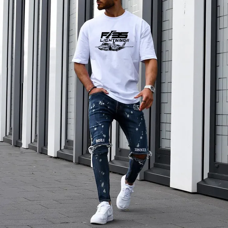 F-35 Lightning Strike Fighter Graphic Print Men's T-Shirt sold by Shopnova product image thumbnail 2