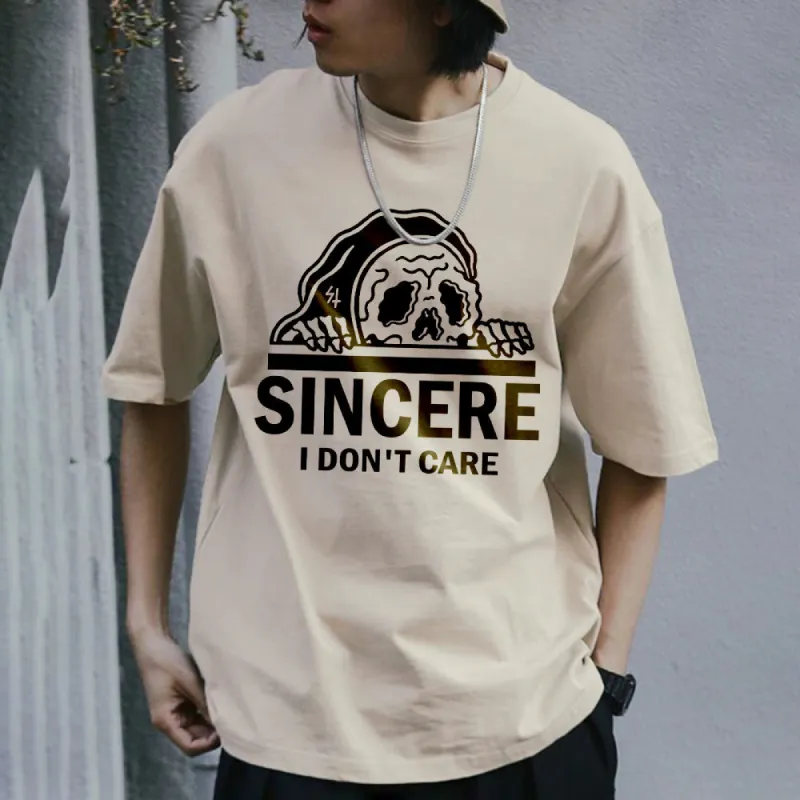 SINCERE I DONT CARE Personality Graphic Print Men's Casual T-Shirt sold by Shopnova