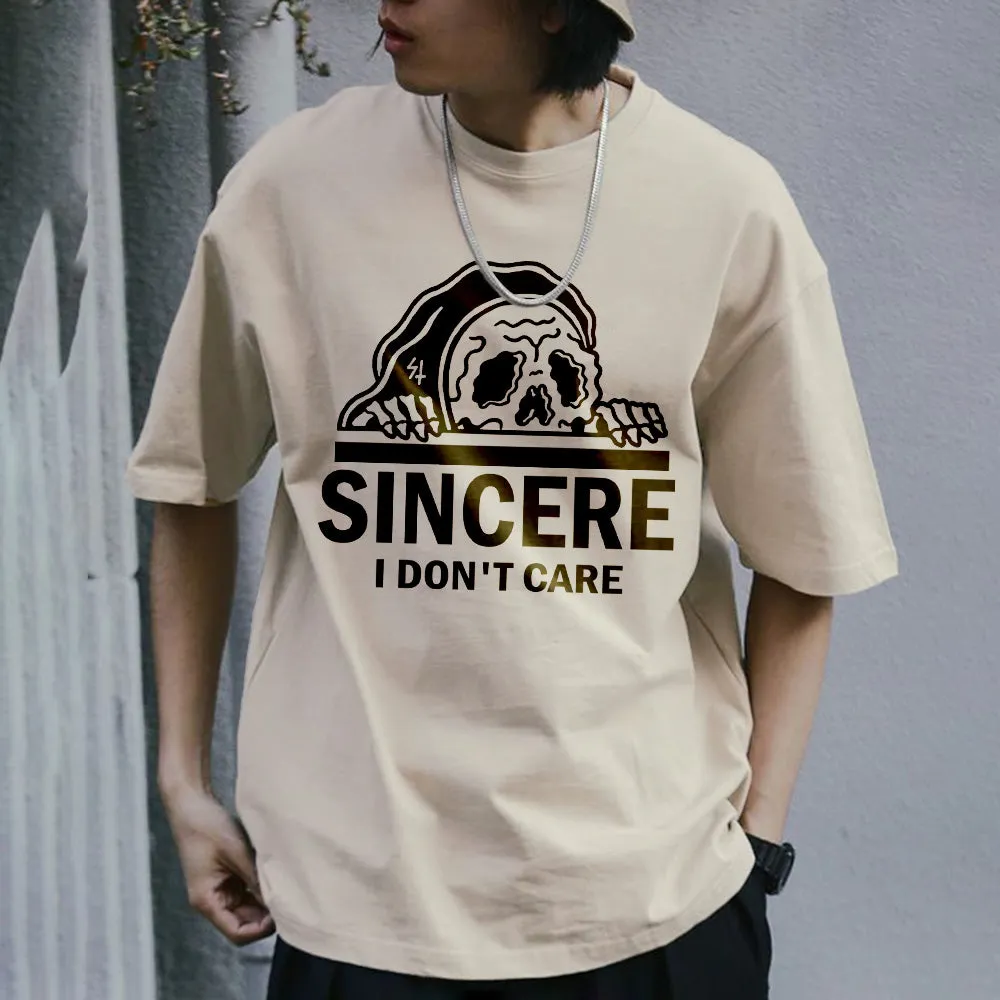 SINCERE I DONT CARE Personality Graphic Print Men's Casual T-Shirt sold by Shopnova