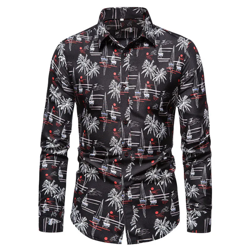 Long-sleeved Shirt With Lapel Print sold by Shopnova