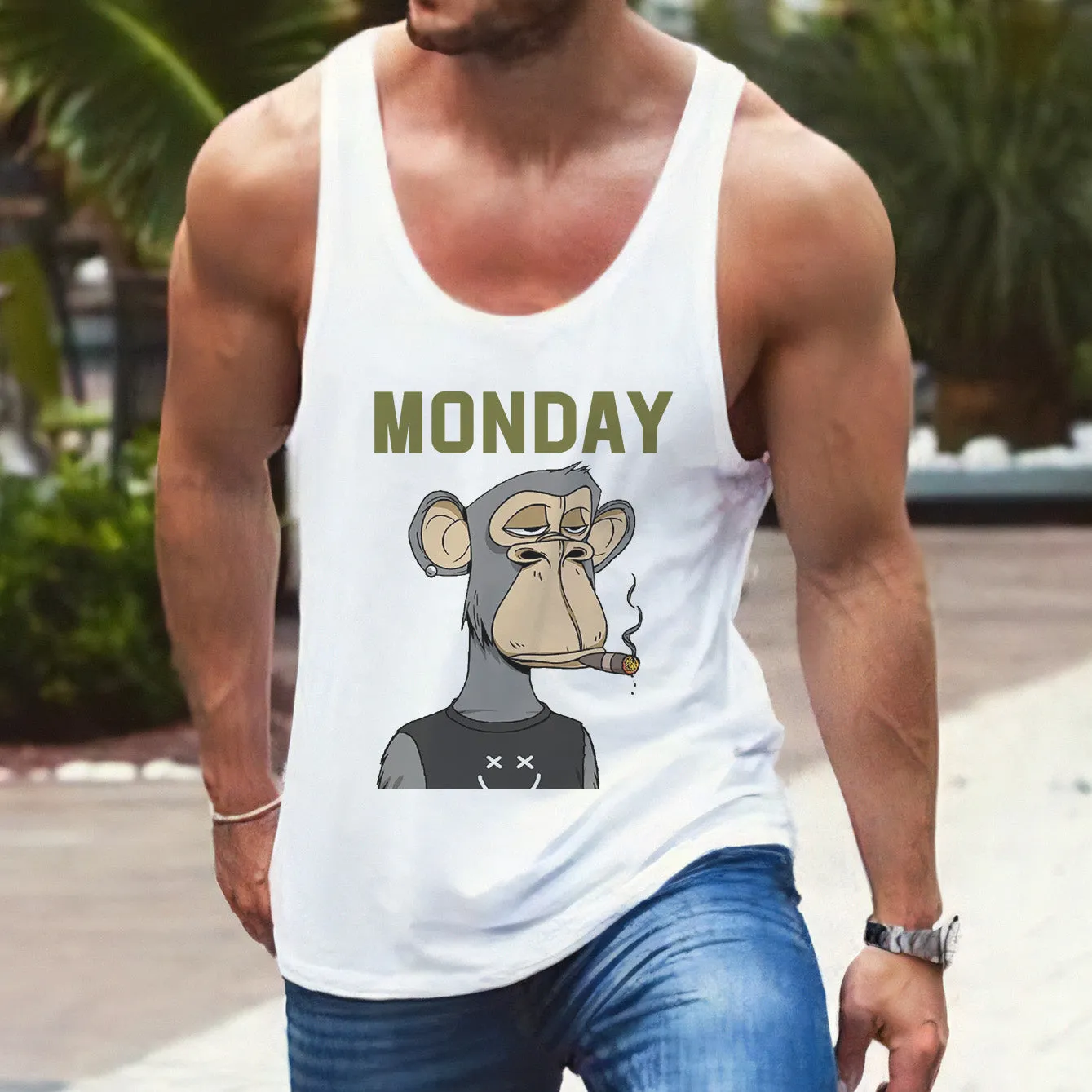 Monday Alphabet Graphic Print Men's Tank Top sold by Shopnova product image thumbnail 3
