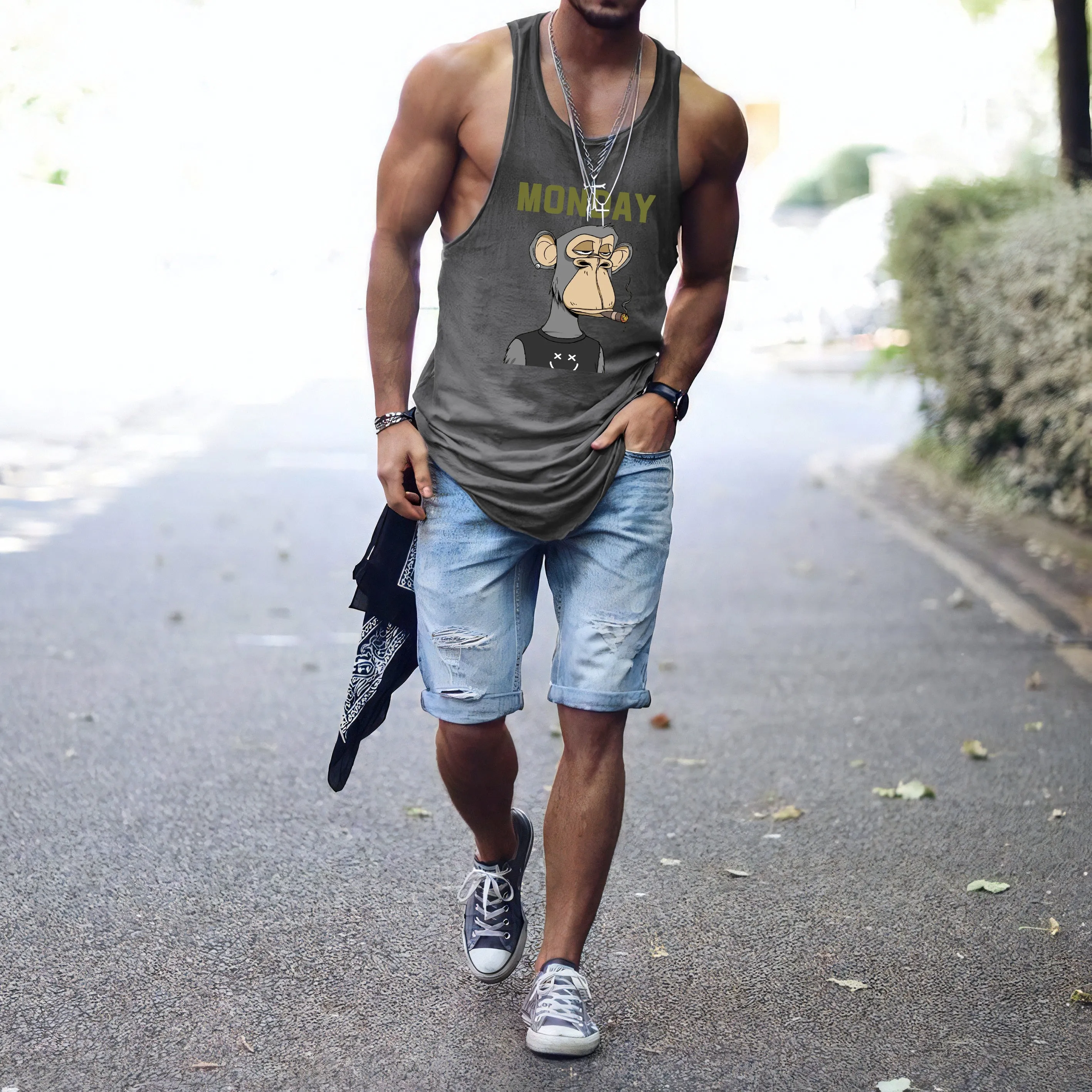 Monday Alphabet Graphic Print Men's Tank Top sold by Shopnova product image thumbnail 2