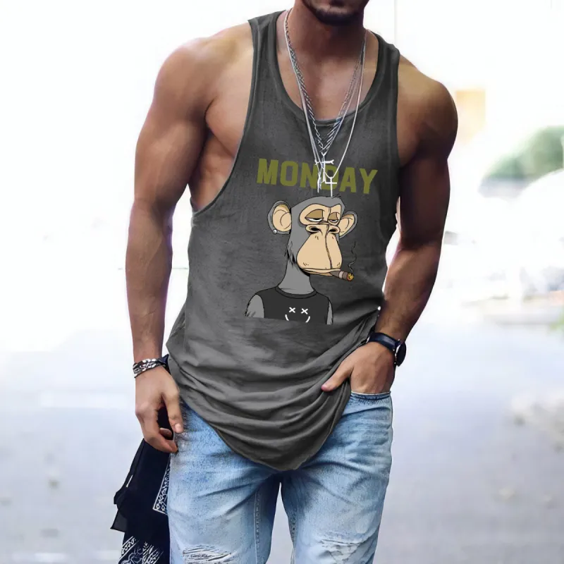Monday Alphabet Graphic Print Men's Tank Top sold by Shopnova