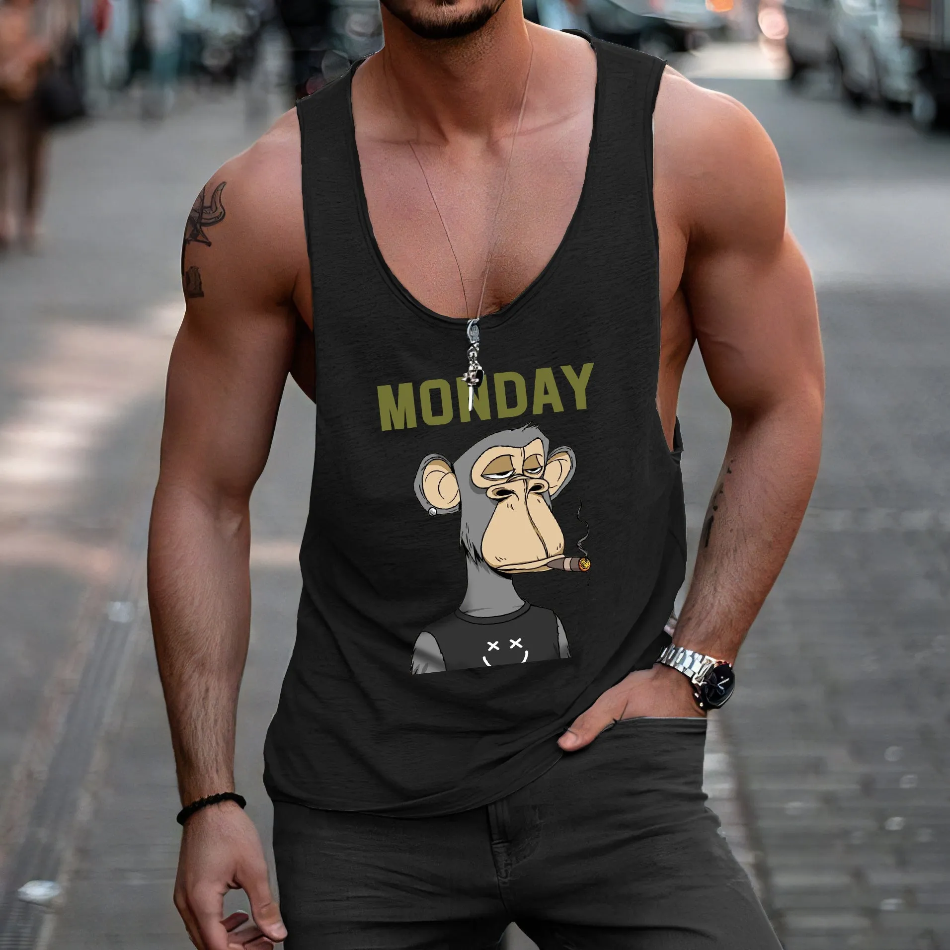 Monday Alphabet Graphic Print Men's Tank Top sold by Shopnova product image thumbnail 5