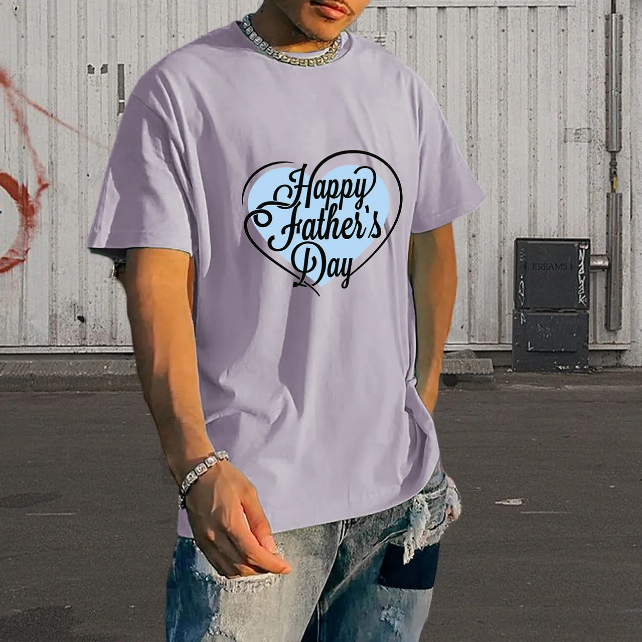 Men's Happy Father's Day Print Cotton T-shirt sold by Shopnova product image thumbnail 2