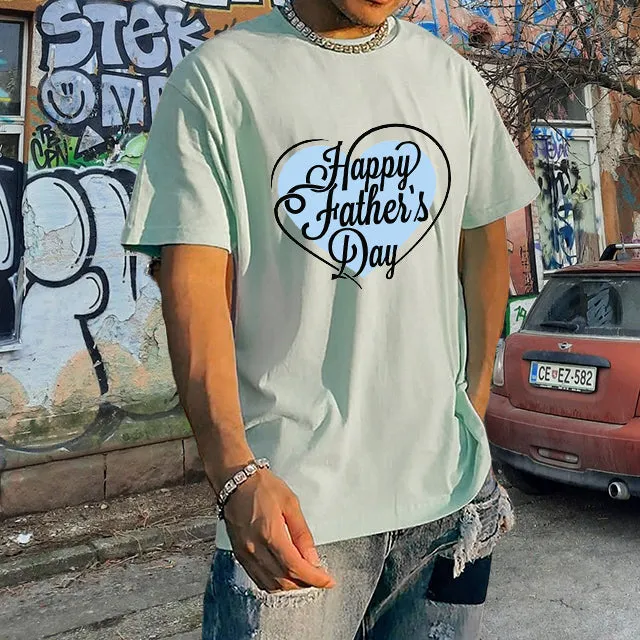 Men's Happy Father's Day Print Cotton T-shirt sold by Shopnova product image thumbnail 3