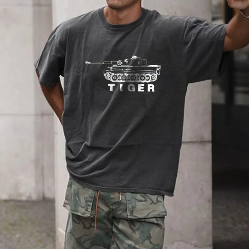 German Tiger Tank Panzer VI Heavy Tank Graphic Print Loose Men's T-Shirt sold by Shopnova