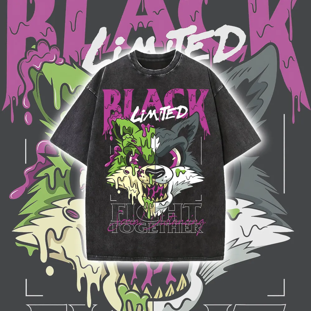 Tricou Wolf Men's Washed Black Color Tee sold by Shopnova