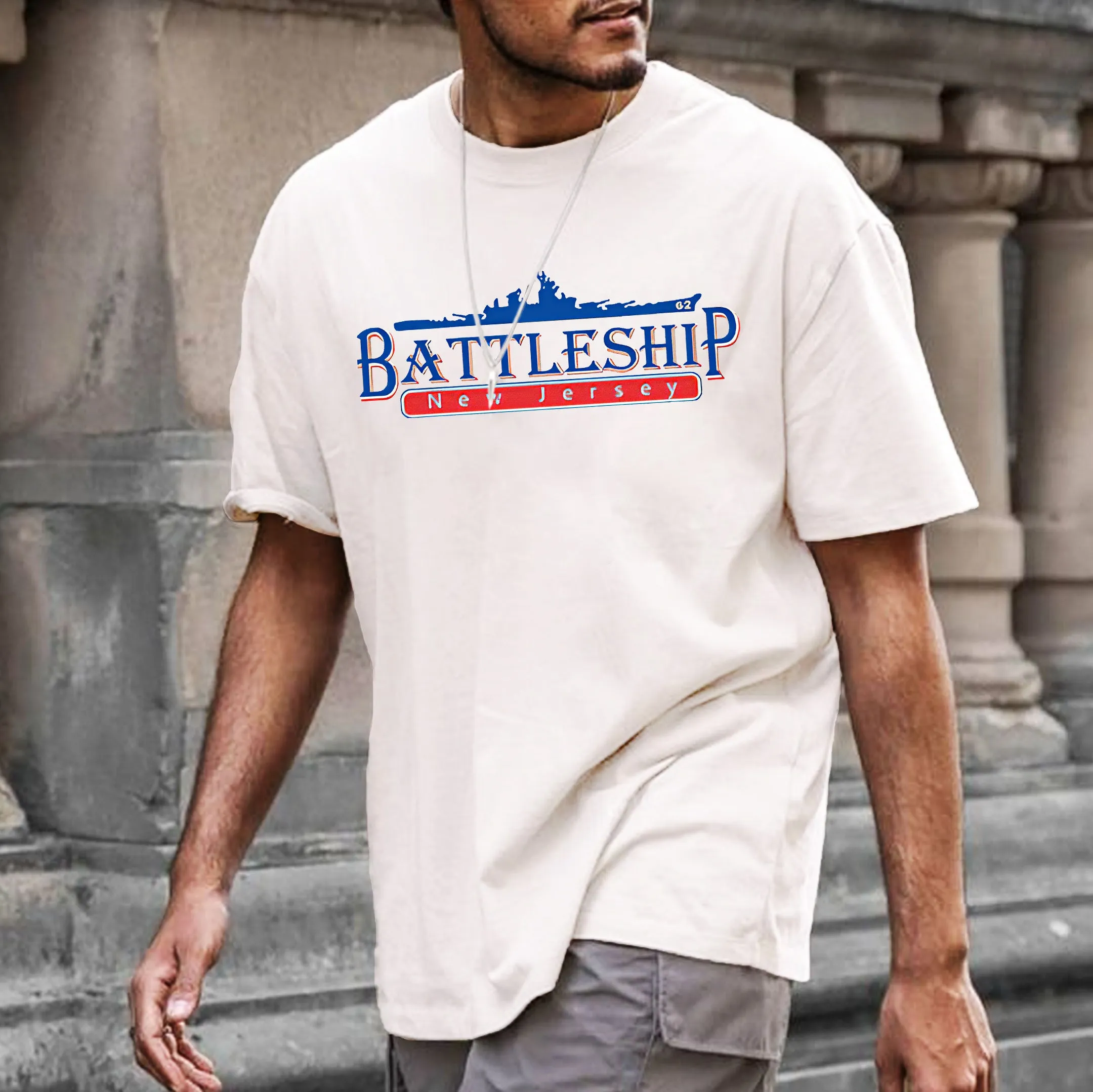 Navy New Jersey Battleship BB-62 Graphic Print Men's T-Shirt sold by Shopnova