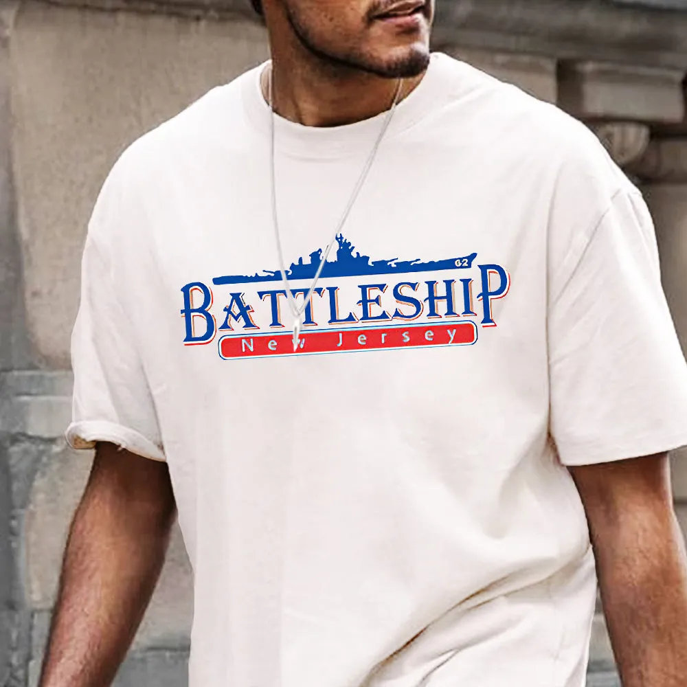 Navy New Jersey Battleship BB-62 Graphic Print Men's T-Shirt sold by Shopnova product image thumbnail 2