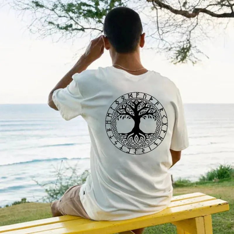 Yggdrasil Print Men's Cotton T-shirt sold by Shopnova