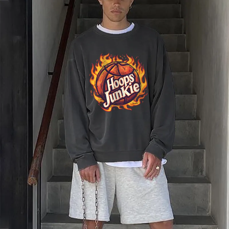 Hoops Junkie Basketball Print Men's Pullover Sweatshirt sold by Shopnova