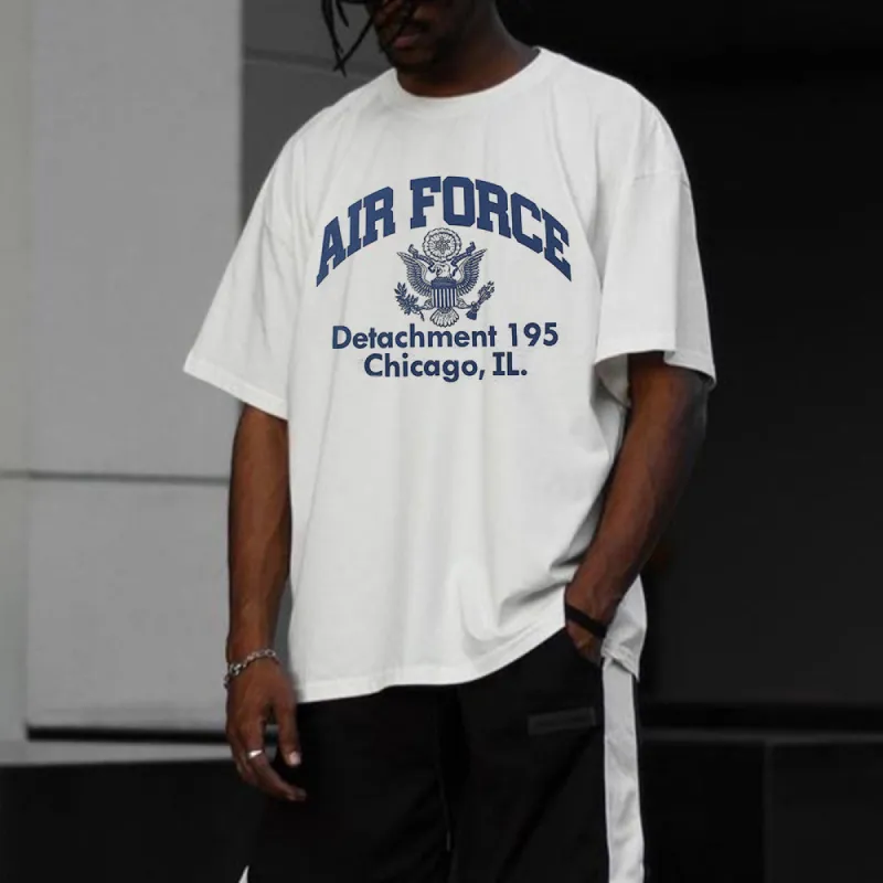 AIR FORCE Graphic Casual Loose Short Sleeve Men's T-Shirt sold by Shopnova