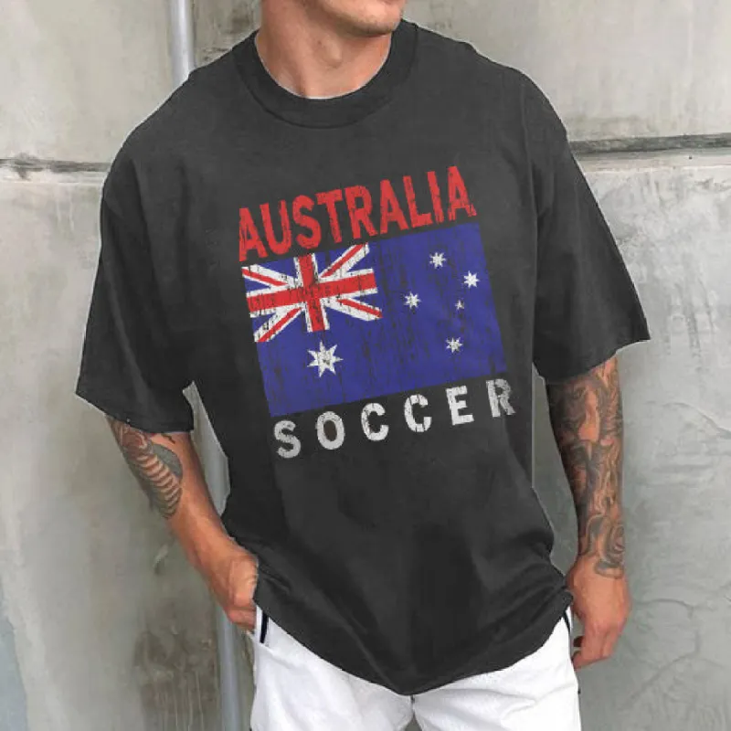 Australia Soccer Men's Streetwear Short Sleeve T-Shirts sold by Shopnova