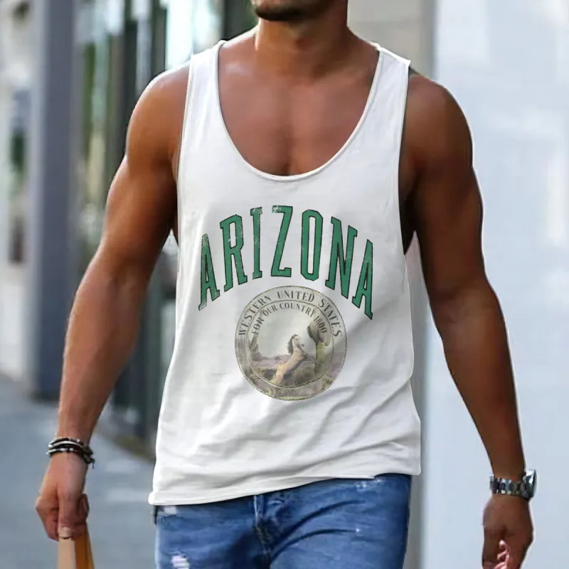 ARIZONA Letter Graphic Print Sports Crew Neck Casual Tank Top sold by Shopnova