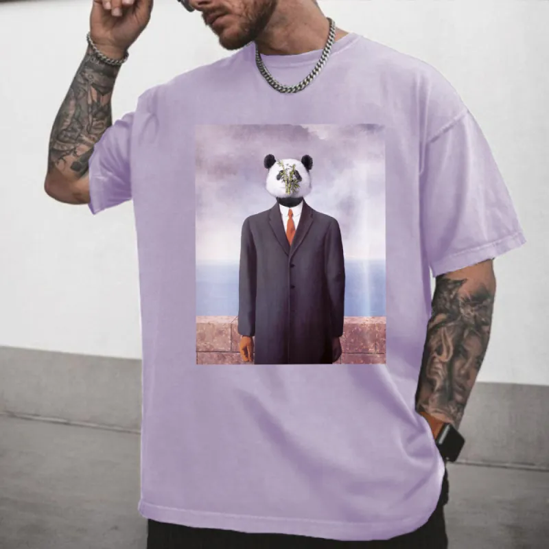 Panda Graphic Alphabet Print Casual Men's T-Shirt sold by Shopnova