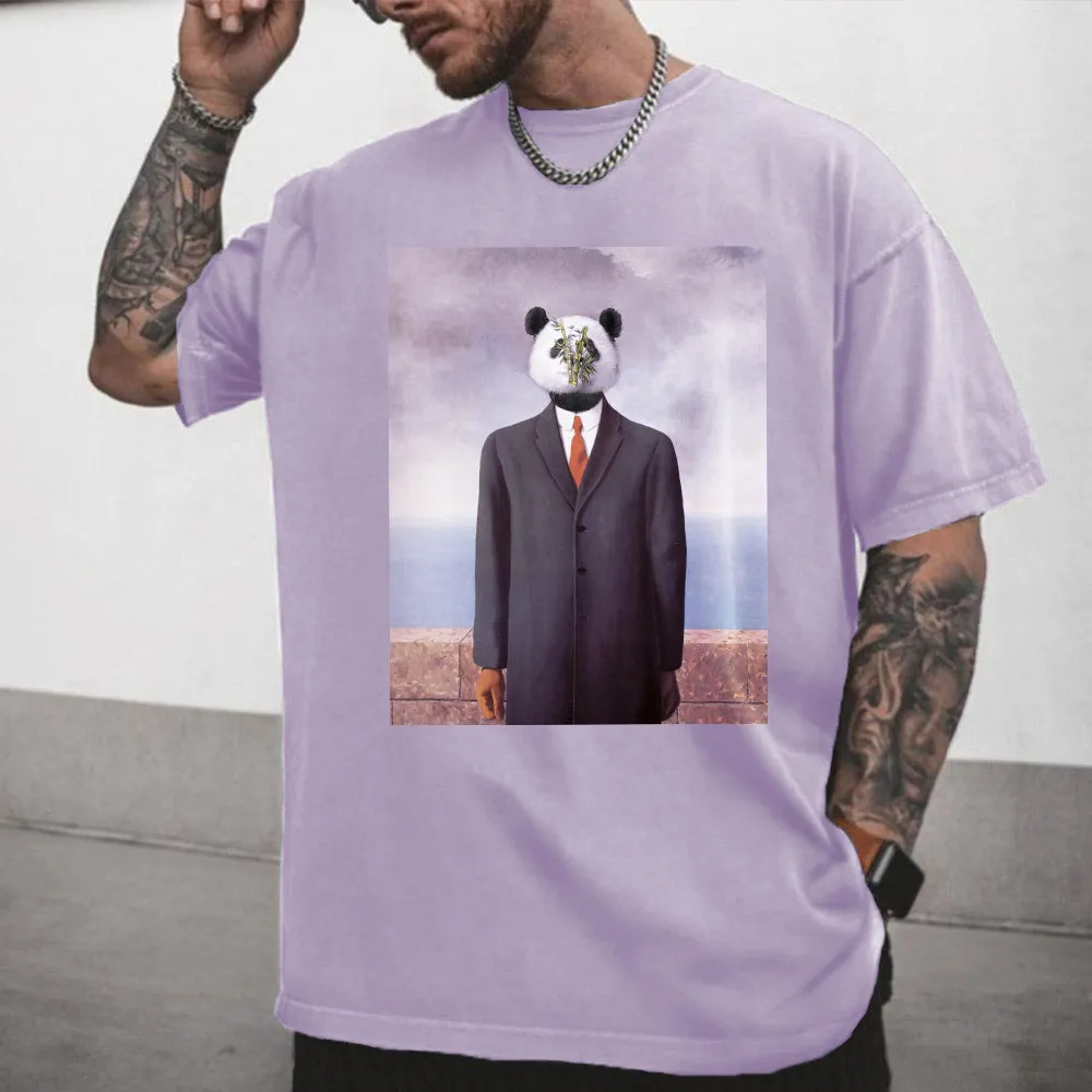 Panda Graphic Alphabet Print Casual Men's T-Shirt sold by Shopnova