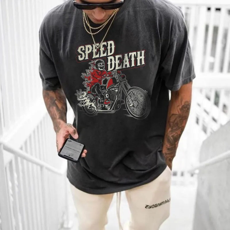 Casual Moto Alphabet Graphic Print Men's T-Shirt sold by Shopnova