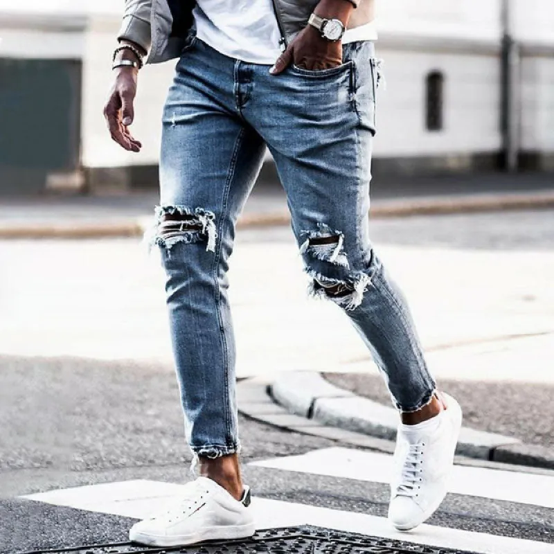 Wool Ripped Patch Denim Pants sold by Shopnova
