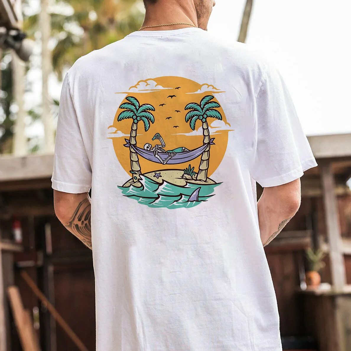 The skull is on vacation Men's T-shirt 230g sold by Shopnova