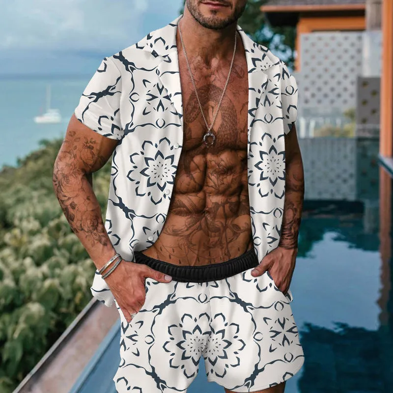 Men's Flower Printed Two Pieces Outfits sold by Shopnova
