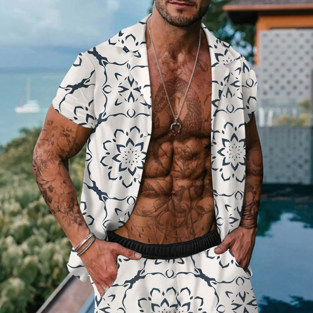 Men's Flower Printed Two Pieces Outfits sold by Shopnova product image thumbnail 2