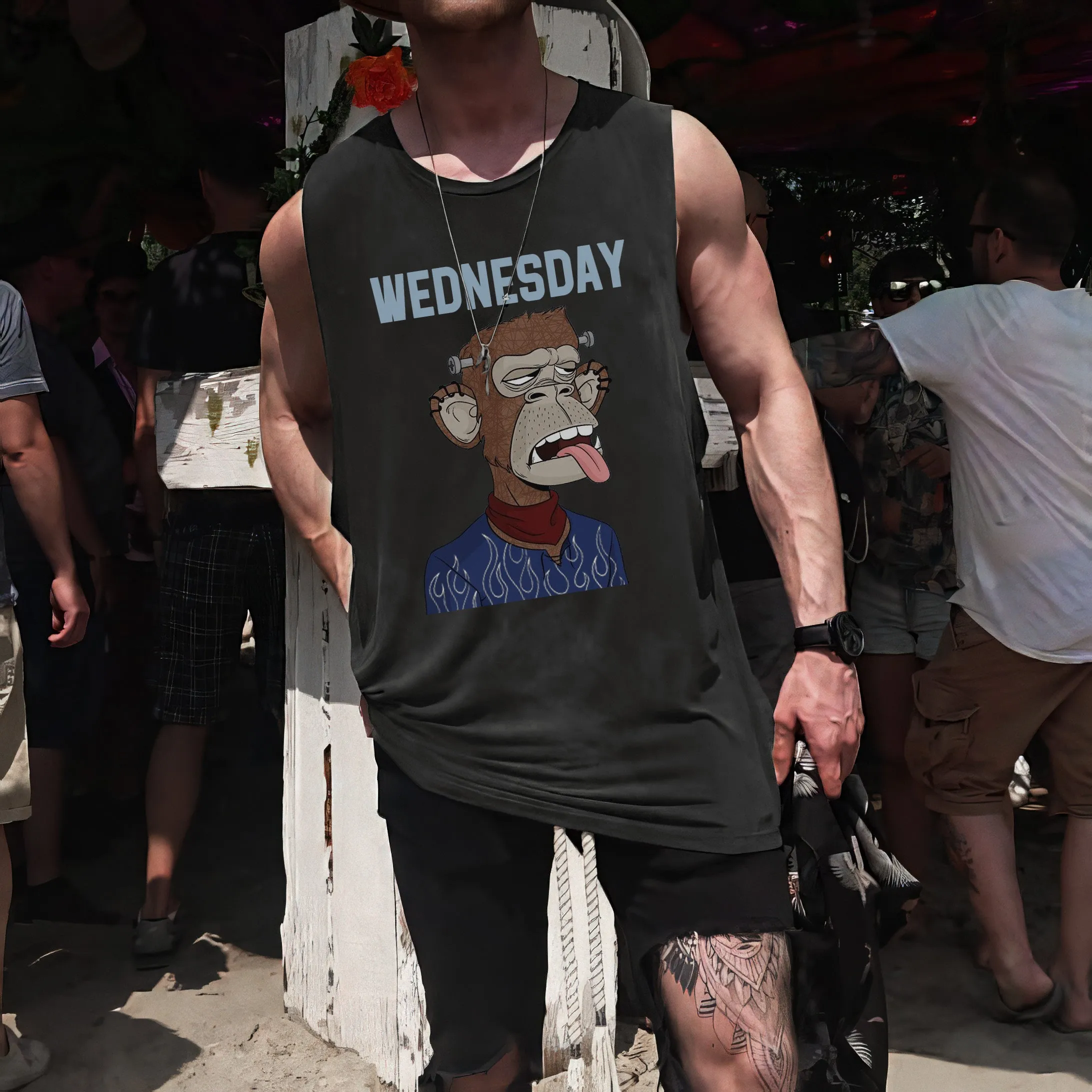 Wednesday Alphabet Graphic Print Men's Tank Top sold by Shopnova