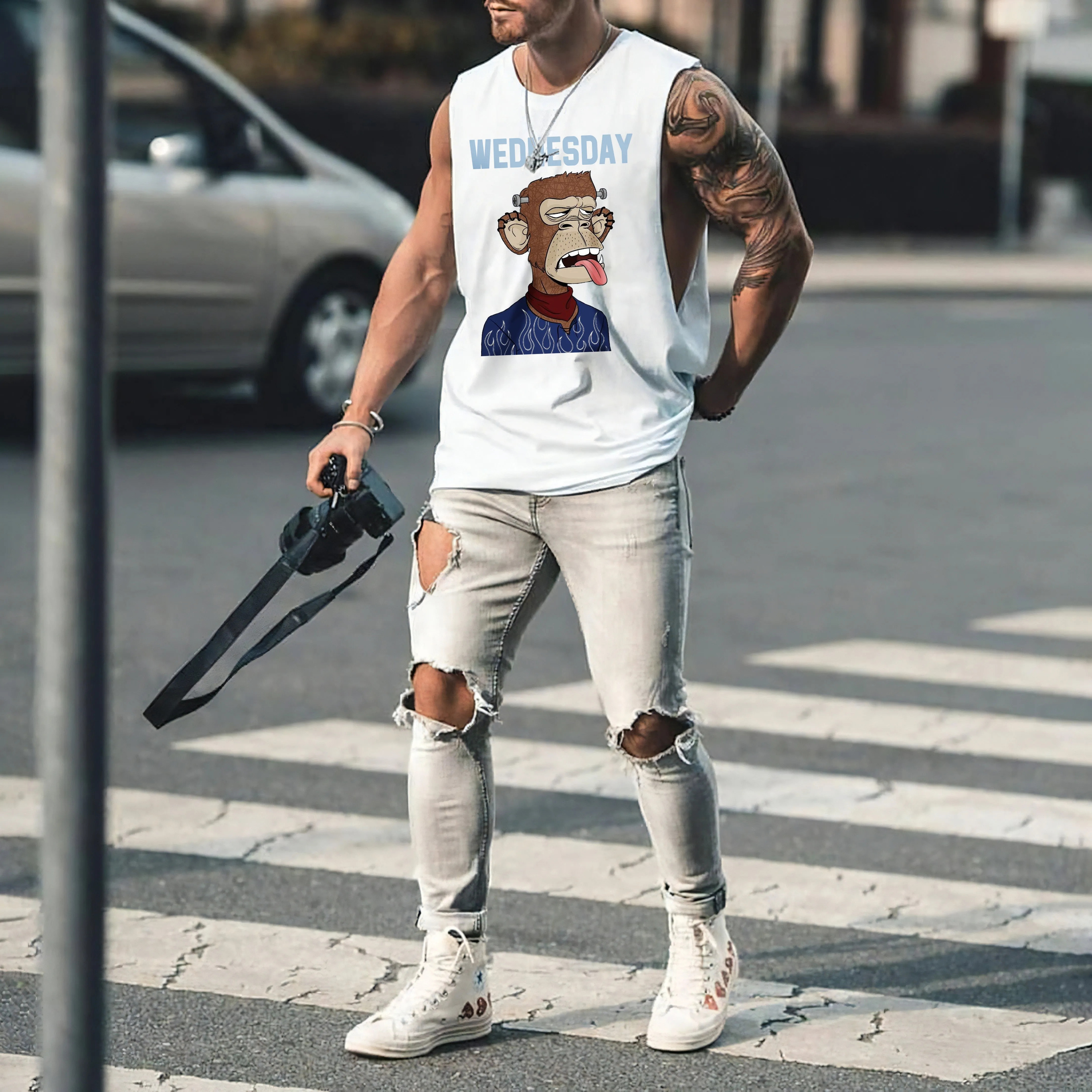 Wednesday Alphabet Graphic Print Men's Tank Top sold by Shopnova product image thumbnail 4