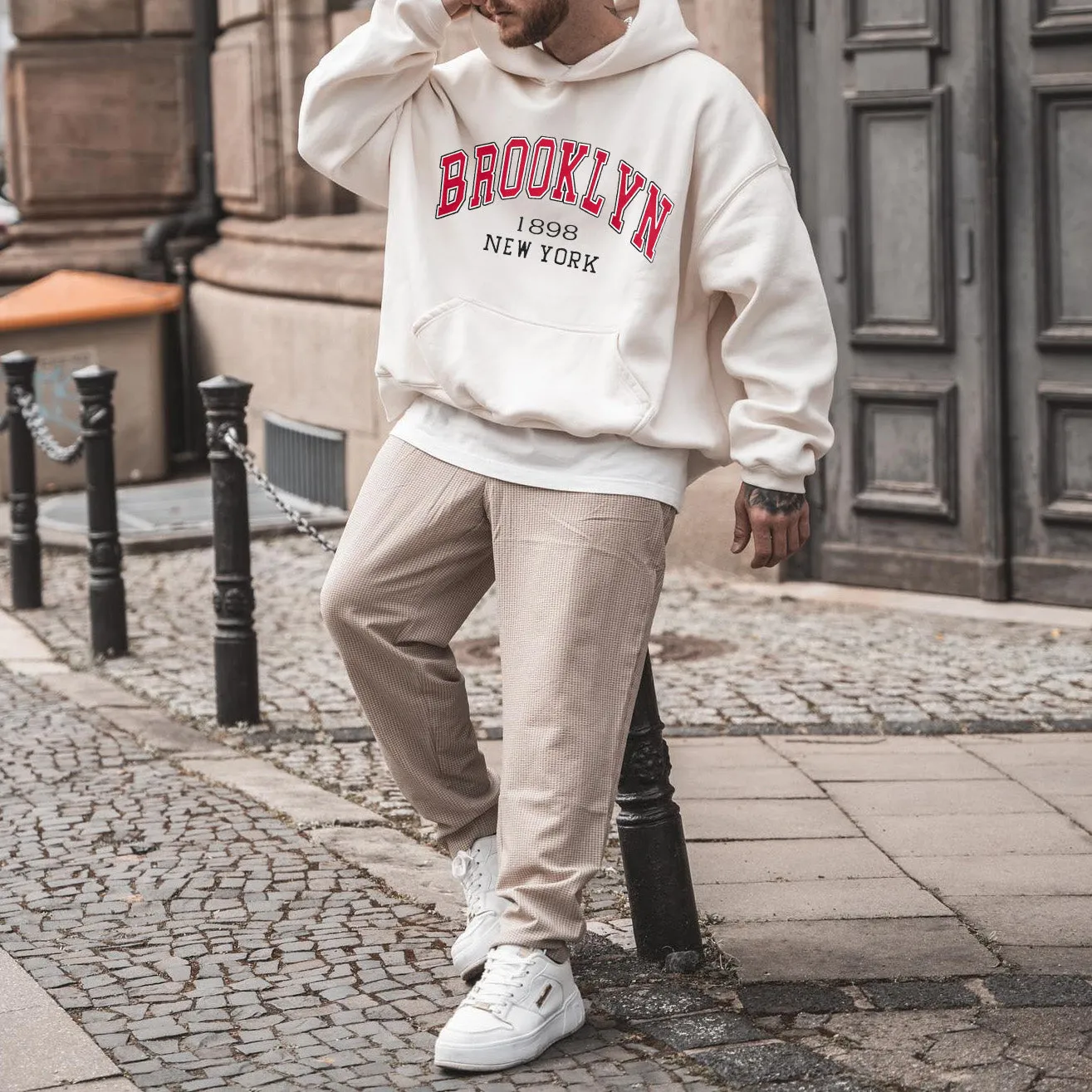 BROOKLYN Alphabet Graphic Print Men's Oversize Street Style Hoodie sold by Shopnova product image thumbnail 3