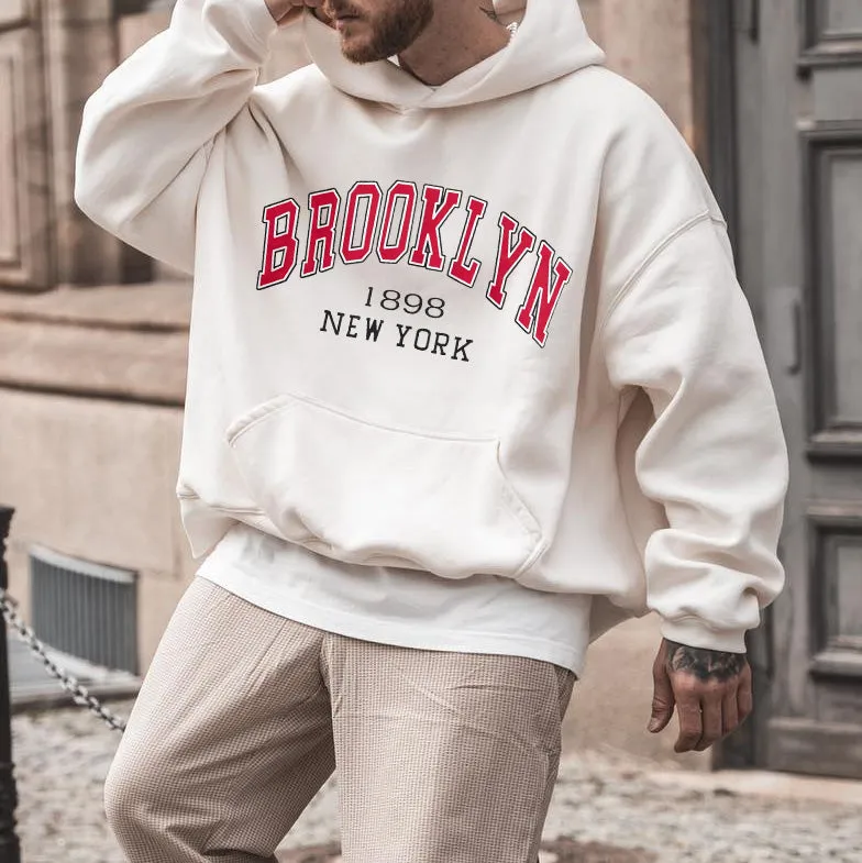 BROOKLYN Alphabet Graphic Print Men's Oversize Street Style Hoodie sold by Shopnova product image thumbnail 2