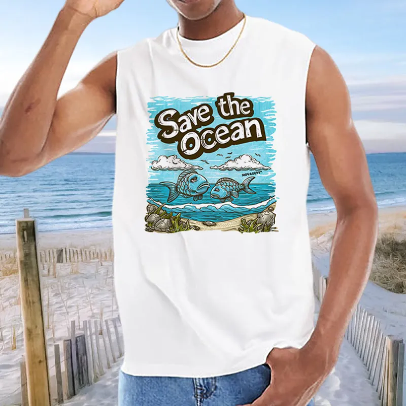 Fish Print Ocean Lover Men's Tank Top-C sold by Shopnova