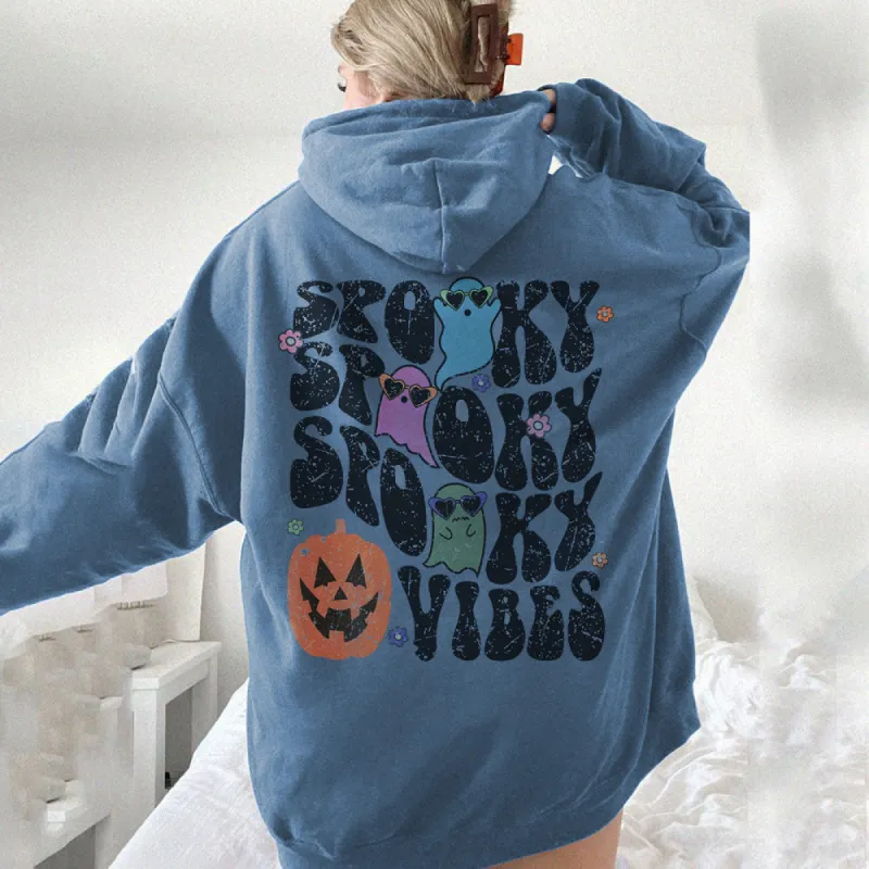 Halloween Spooky Vibes Print Women's Fleece Hoodie 320g sold by Shopnova