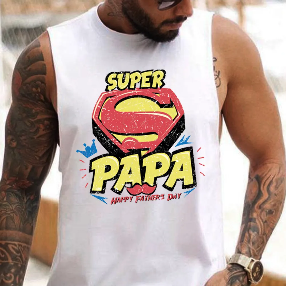 Super PaPa Letter Graphic Print Father's Day Casual Men's Tank Top sold by Shopnova product image thumbnail 3