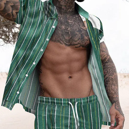 Striped Print Fashion Casual Vacation Two-piece Suit sold by Shopnova product image thumbnail 3