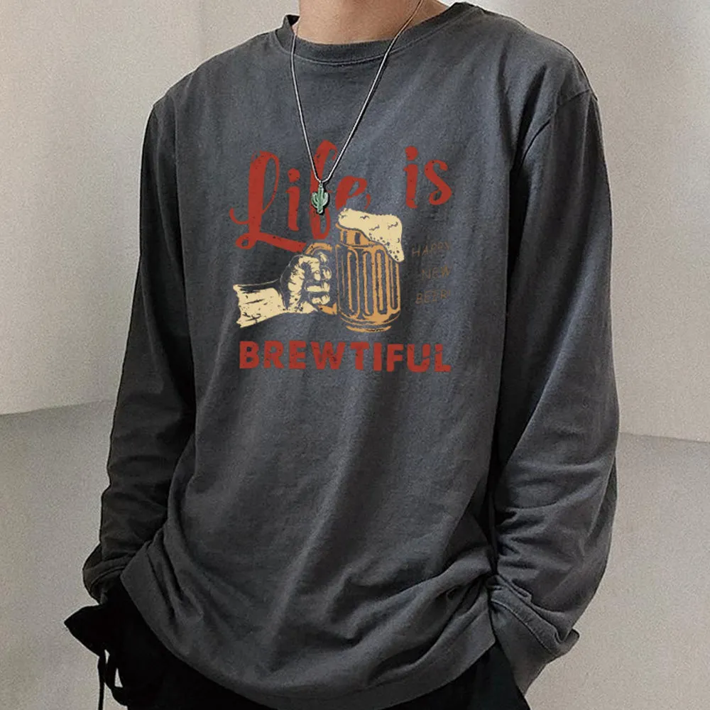 Oktoberfest Beer Print Men's Casual Long Sleeve T-Shirts-A sold by Shopnova product image thumbnail 2