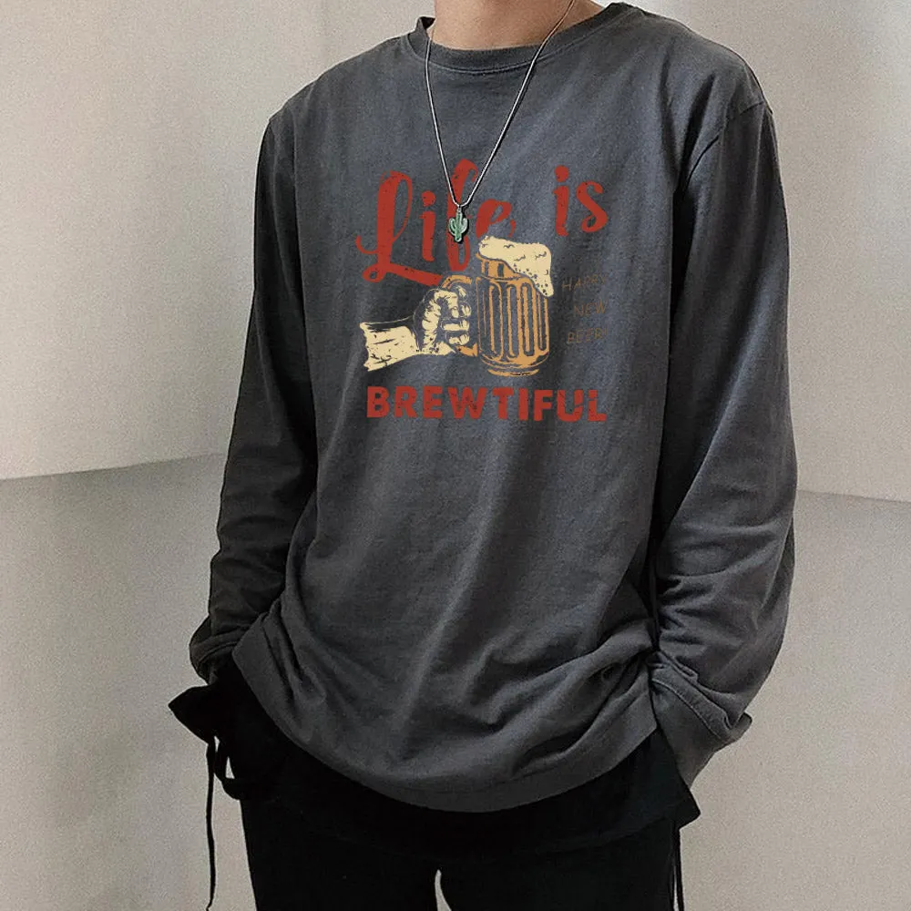 Oktoberfest Beer Print Men's Casual Long Sleeve T-Shirts-A sold by Shopnova