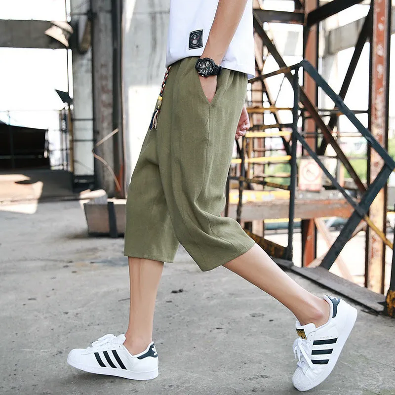 Casual Plain Men's Cotton Linen 7 Points Shorts sold by Shopnova product image thumbnail 2