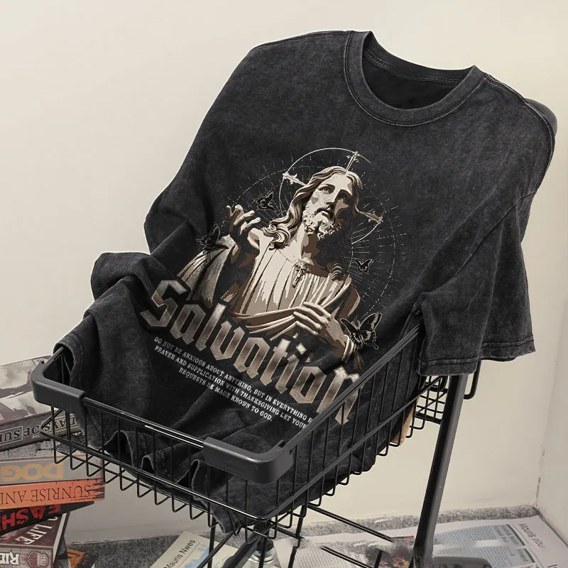 Jesus Saluation Prayer Holy Men's Washed Black Color Tee sold by Shopnova product image thumbnail 2
