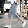 Casual Plain Men's Cotton Linen 7 Points Shorts sold by Shopnova