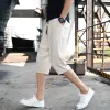 Casual Plain Men's Cotton Linen 7 Points Shorts sold by Shopnova