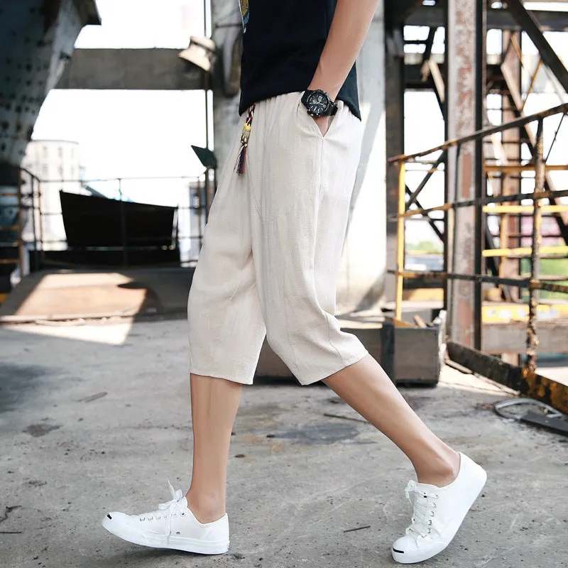 Casual Plain Men's Cotton Linen 7 Points Shorts sold by Shopnova product image thumbnail 3