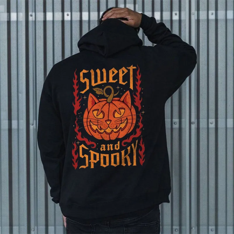 Halloween Pumpkin Cat Men's Fleeced Hoodie sold by Shopnova